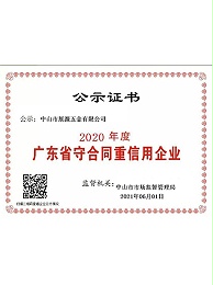 展源五金-2020年广东省守合同重信用企业